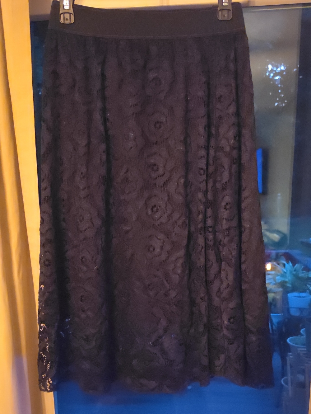 LuLaRoe Black Floral Lace Lola A-Line Skirt